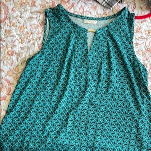 Dana Buchman Teal Patterned Blouse
